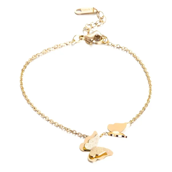 Butterfly Anklet with Textured Charms