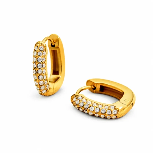 Huggie Earrings Triple-Row Cubic Zirconia