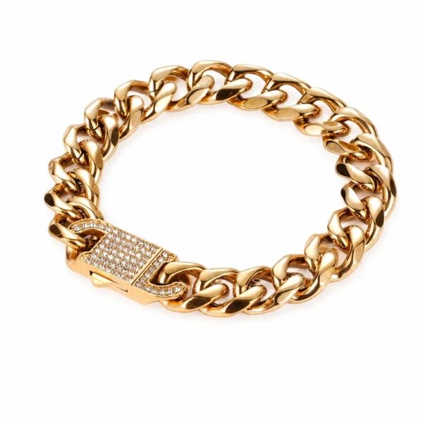 Cuban Link Bracelet with Pavé Clasp Options