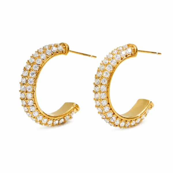 Pavé C-Hoop CZ Stud Earrings
