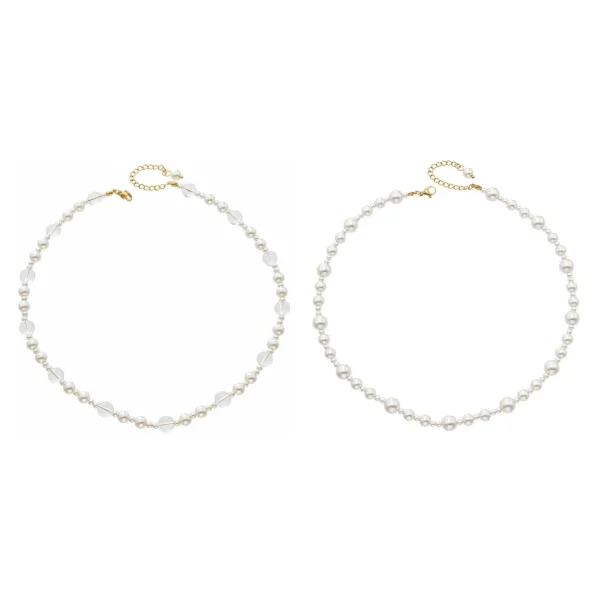 Pearl Necklace with Clear Beads