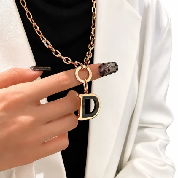 D Initial Paperclip Pendant Necklace