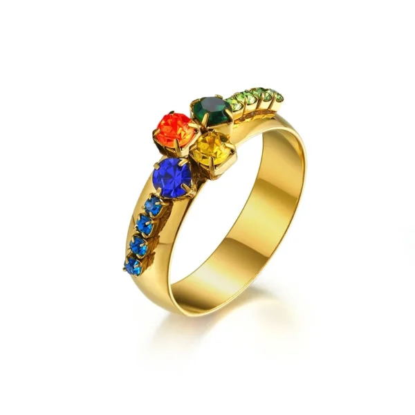 Multicolor Prong-Set Crystals Ring