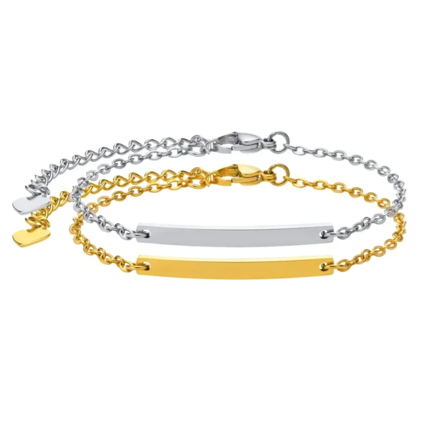 Engravable Curved Bar Chain Bracelet
