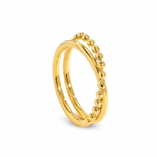 Beaded Double Bands Stacking Ring