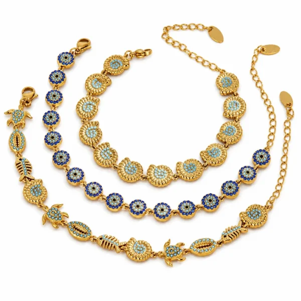 Oceanic Turquoise Motif Chain Bracelet