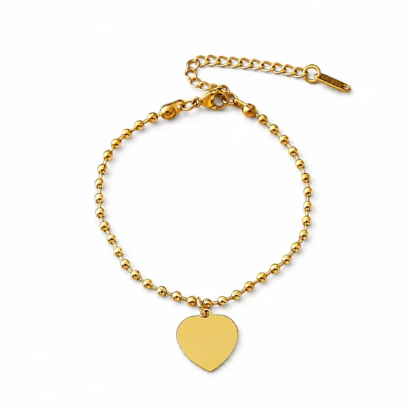 Bracelet with Blank Heart and Ball Chain