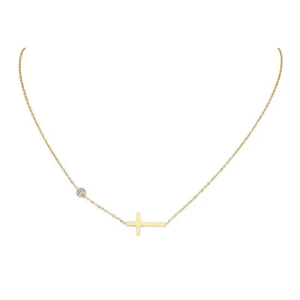 Cross Pendant Necklace with Bezel Crystal