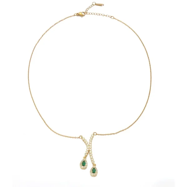 Pavé X and Teardrop CZ Pendant Necklace