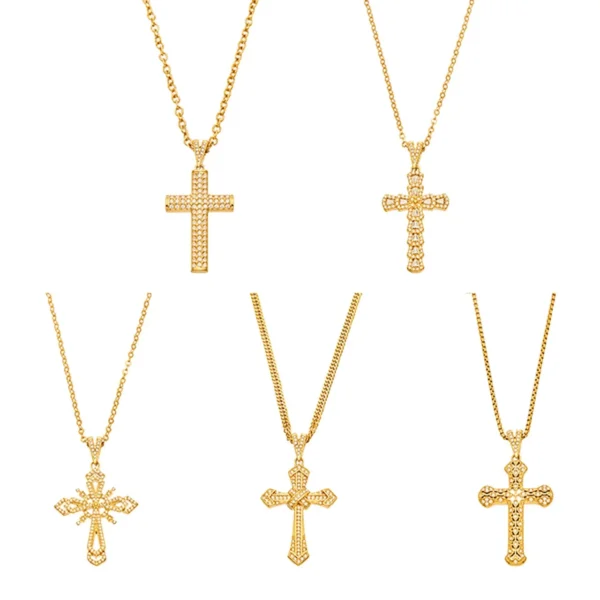 Pavé CZ Cross Pendant Necklace