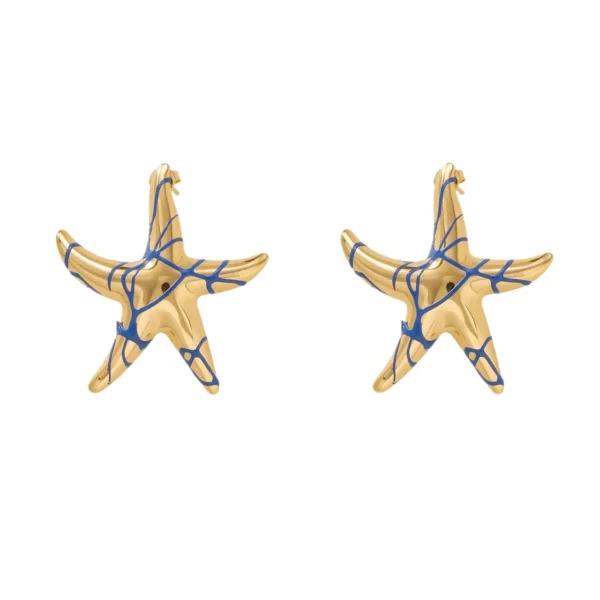 Starfish Stud Earrings with Enamel Overlay