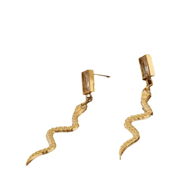Snake Drop Earrings with Baguette Crystals