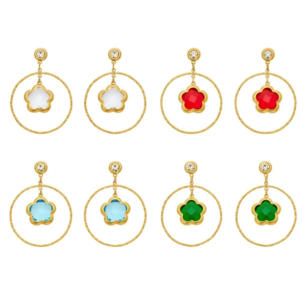 Luminous Flower Crystal Hoop Drop Earrings