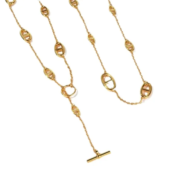 Chain Necklace with Oval Bar Motifs and Toggle