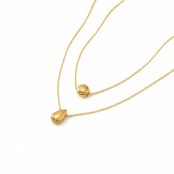 Layered Ball Teardrop Necklace