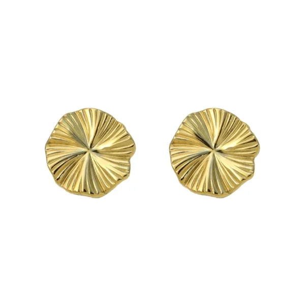 Stud Earrings Round Fluted Disc
