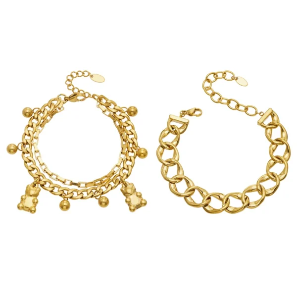 Teddy Charm Cuban Box Chain Bracelet