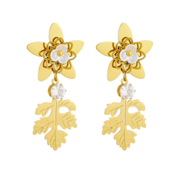 Flower & Oak Leaf Drop Earrings