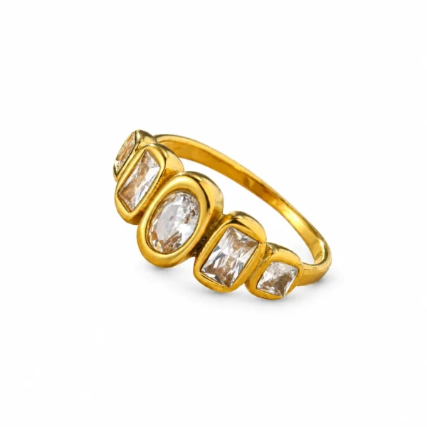 Crystal Ring with Oval & Baguette Bezels