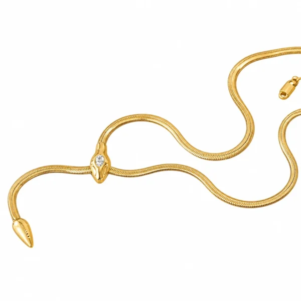 Snake Lariat Necklace with Marquise CZ