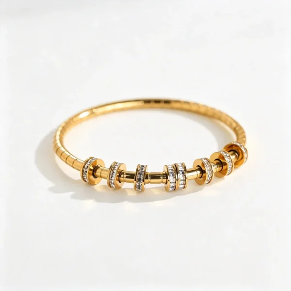 Crystal Spacer Rings Bangle Bracelet