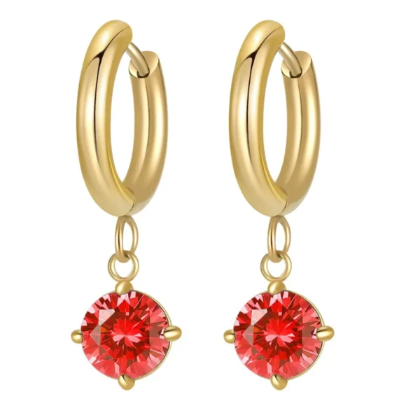 Huggie Drop Earrings Round Prong-Set CZ