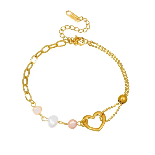 Bracelet with Baroque Pearls, Open Heart