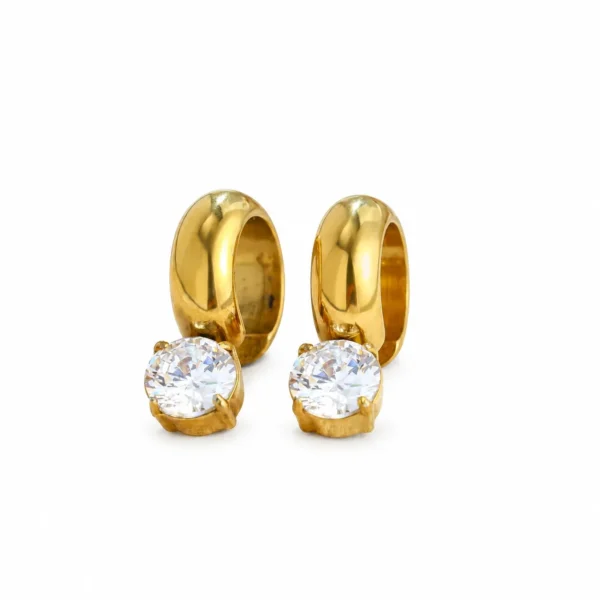 Round Prong-Set Crystals Hoop Earrings