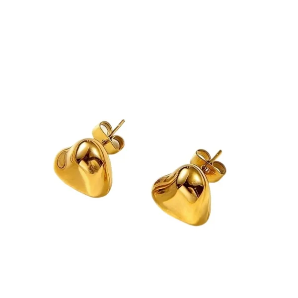 Heart Stud Earrings Puffy Dome