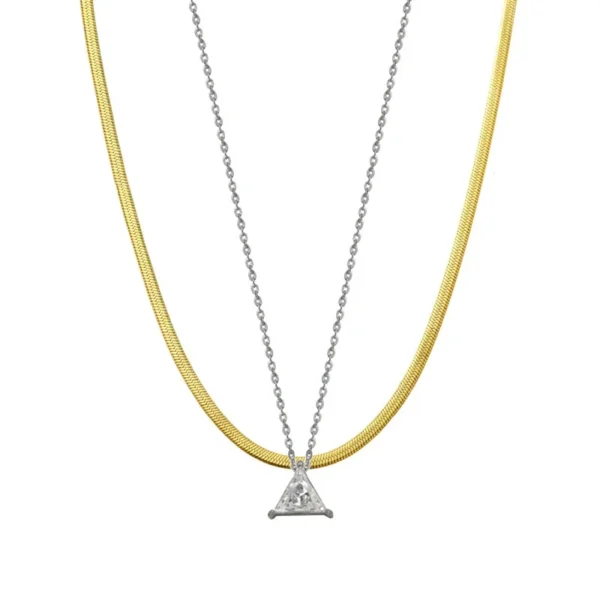 Architectural Triangle CZ Pendant Necklace