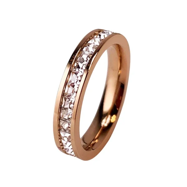 Square Crystal Channel Band Ring