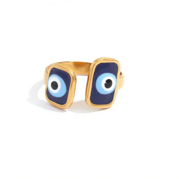 Adjustable Double Evil Eye Open Ring
