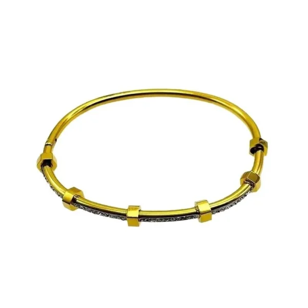 Hex Nut Stations & Crystal Bar Bangle Bracelet