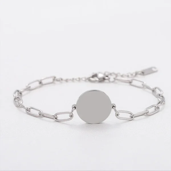 Bracelet with Blank Disc and Paperclip Links