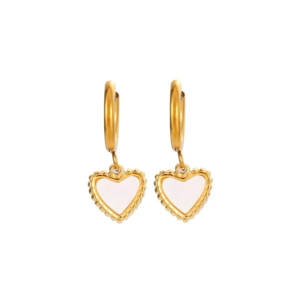 Heart Shell-Inlay Hoop Earrings
