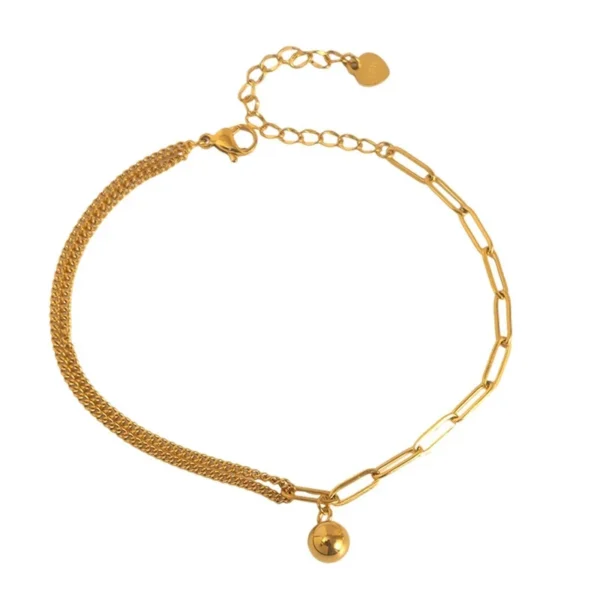 Ball Charm Anklet with Mixed Link Chains