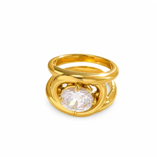 Wrap Ring with Oval Clear Crystal