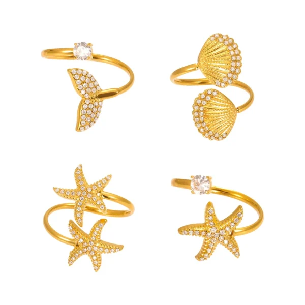 Oceanic Starfish Pavé Open Ring