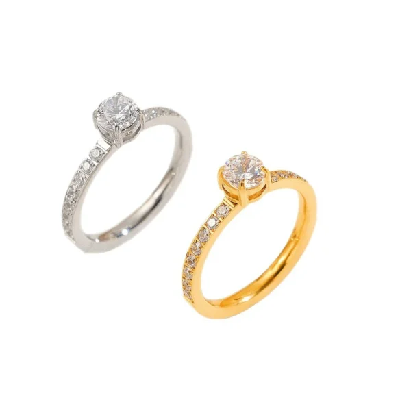 Four-Prong Pavé Cubic Zirconia Ring