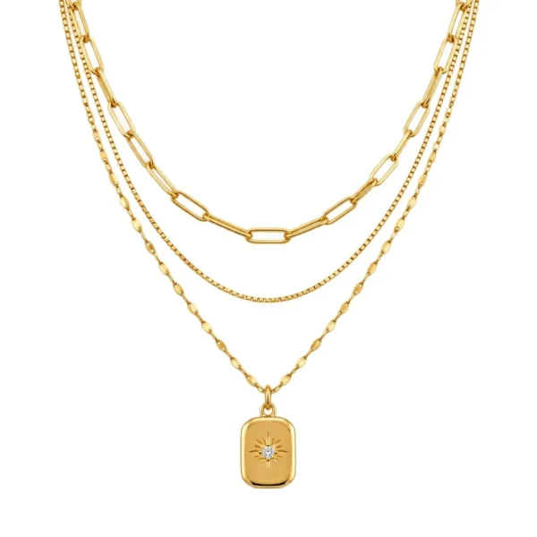 Layered Sunburst Pendant Necklace