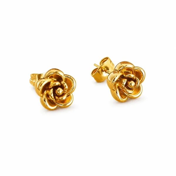 Rose Flower Stud Earrings Layered Petals