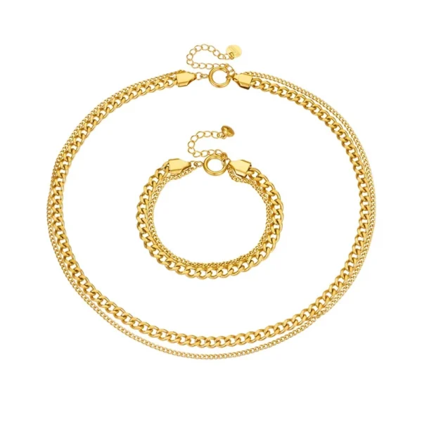 Double-Layer Cuban & Curb Chain Jewellery — Choose Your Piece