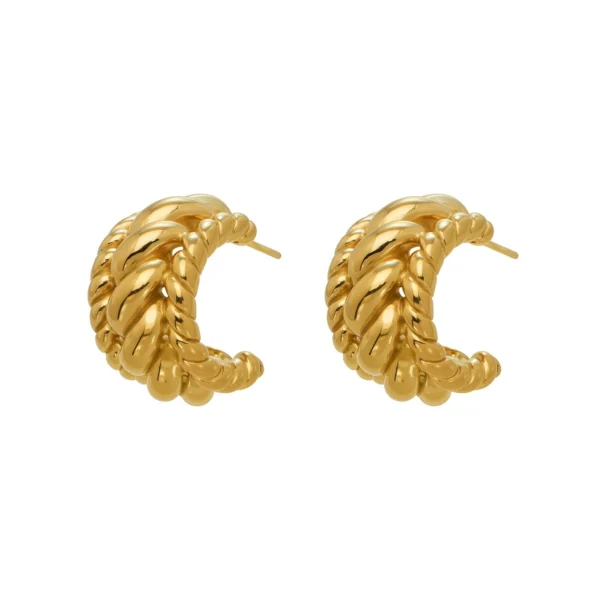 Braided Curb Links Hoop Earrings