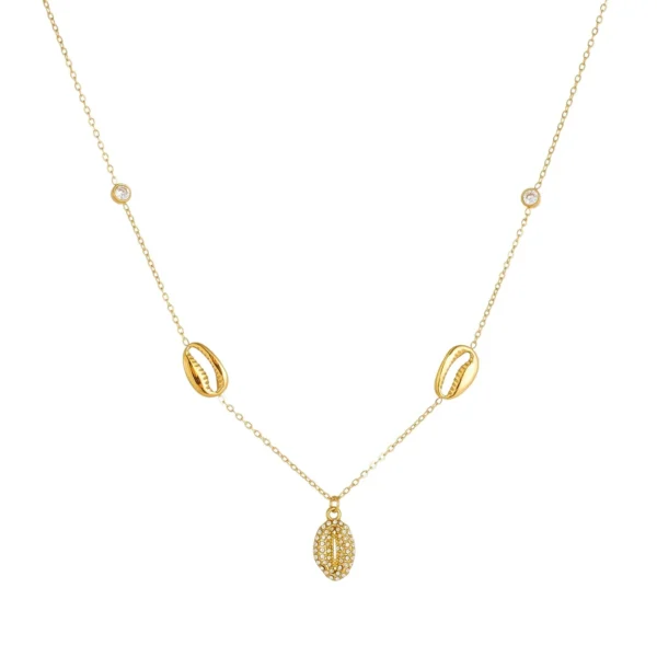 Shell Pendant Necklace with Crystal Pavé