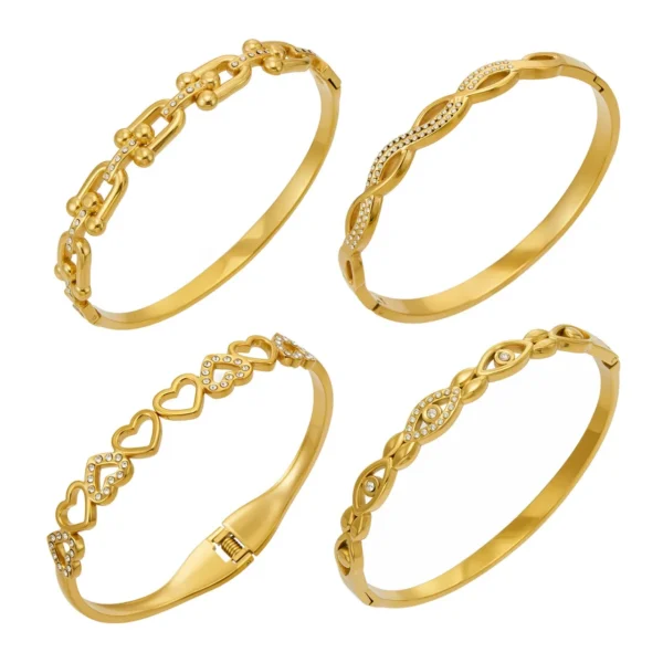 Luminous Openwork CZ Hinge Bangle Bracelet