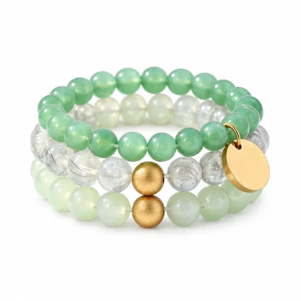 Beaded Bracelet with Round Disc Charm