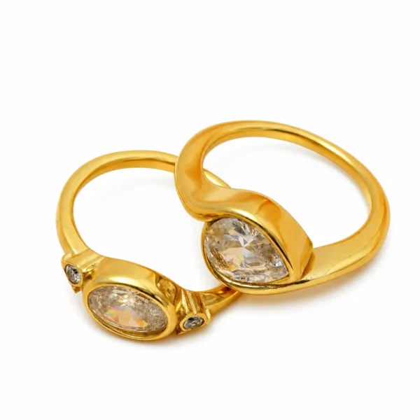 Teardrop Bezel CZ Ring