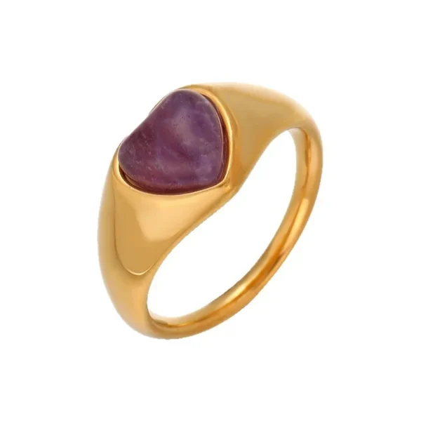 Heart Cabochon Tapered Signet Ring