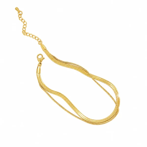 Double Chain Herringbone Anklet