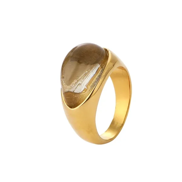 Oval Resin Signet Ring with Tapered